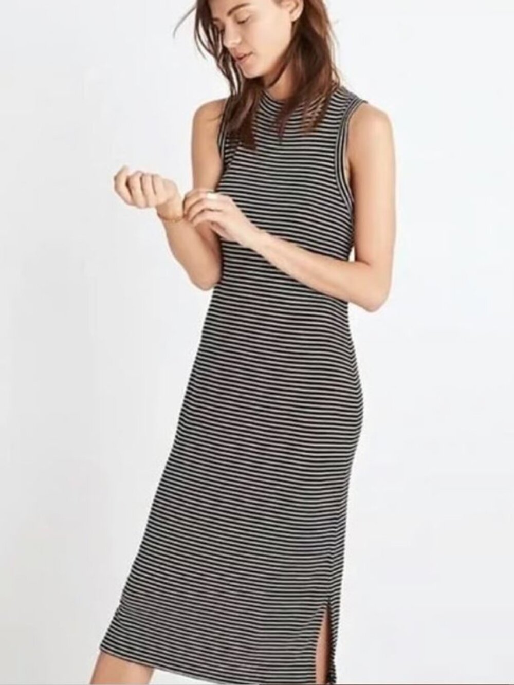 Madewell Striped Ribbed Maxi Dress